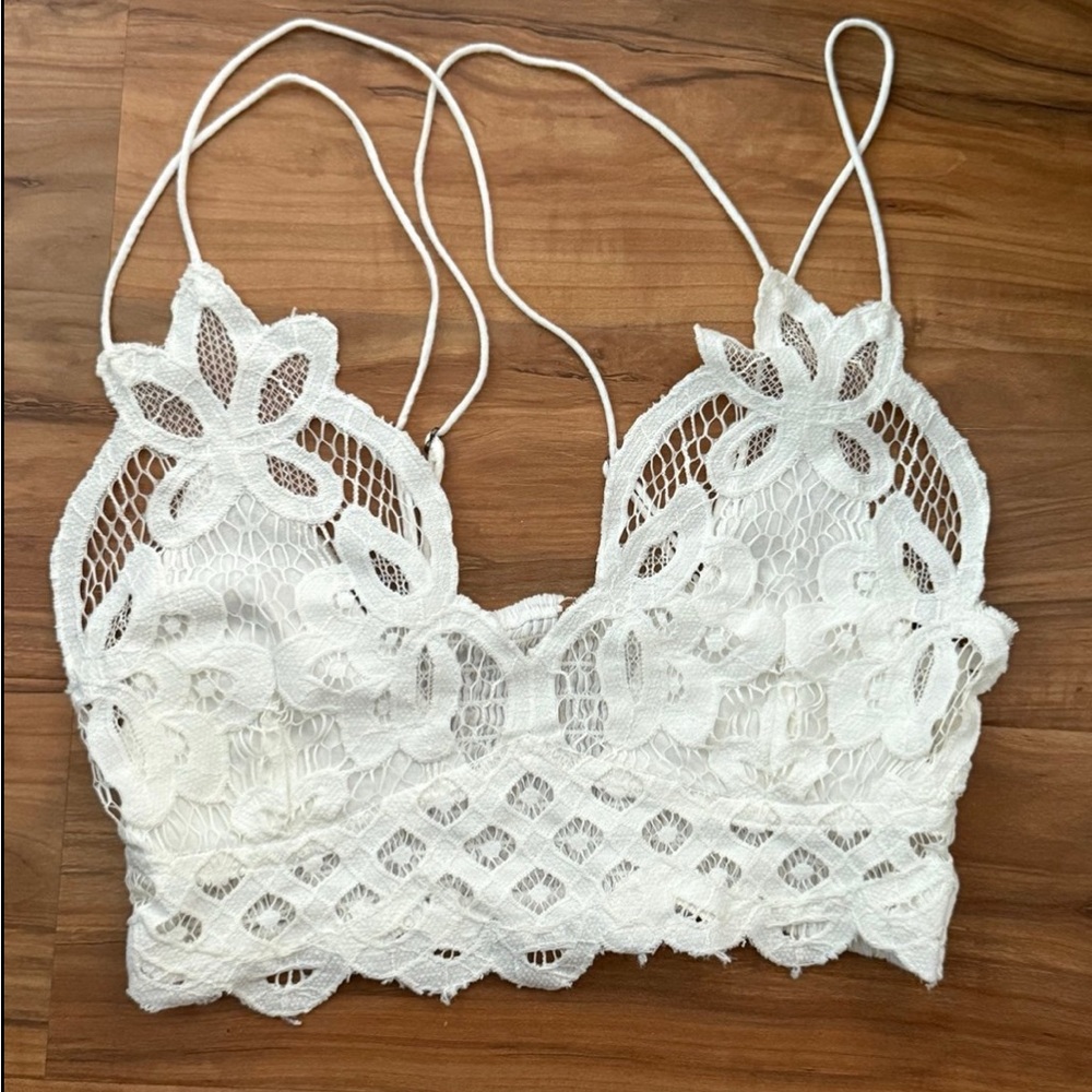 Free People White Lace Bralette Crop Top
